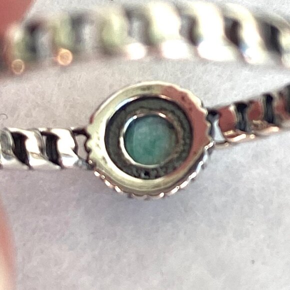 Sterling Silver 925 Dainty Minimalist Round Turquoise Twisted Band Ring Sz 7.25 - Picture 8 of 16